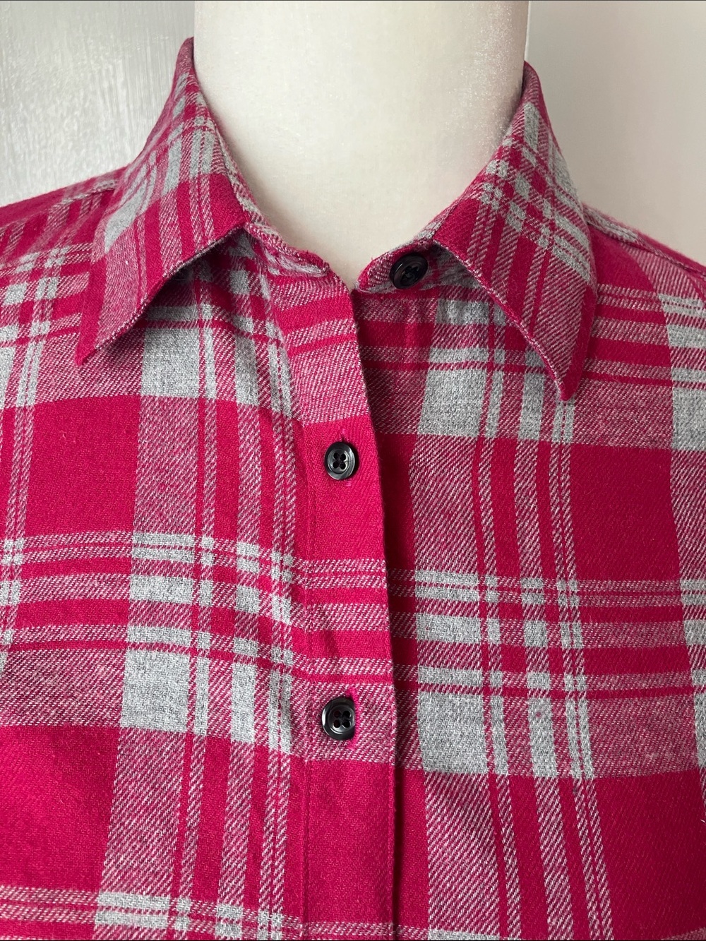 Brooks Brothers Pink &Gray Plaid Cotton Flannel Blouse collared Shirt EUC - Picture 2 of 7